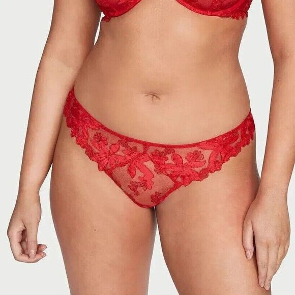 VICTORIA'S SECRET VERY SEXY ZIGGY GLAM FLORAL EMBROIDERY THONG PANTY - Picture 6 of 8